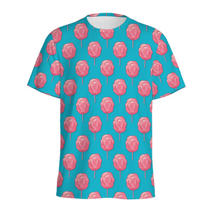 Pink And Blue Cotton Candy Pattern Print Men's Sports T-Shirt