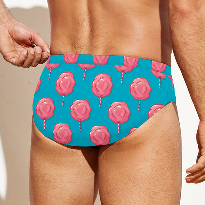 Pink And Blue Cotton Candy Pattern Print Men's Swim Briefs
