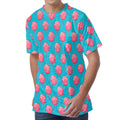 Pink And Blue Cotton Candy Pattern Print Men's Velvet T-Shirt
