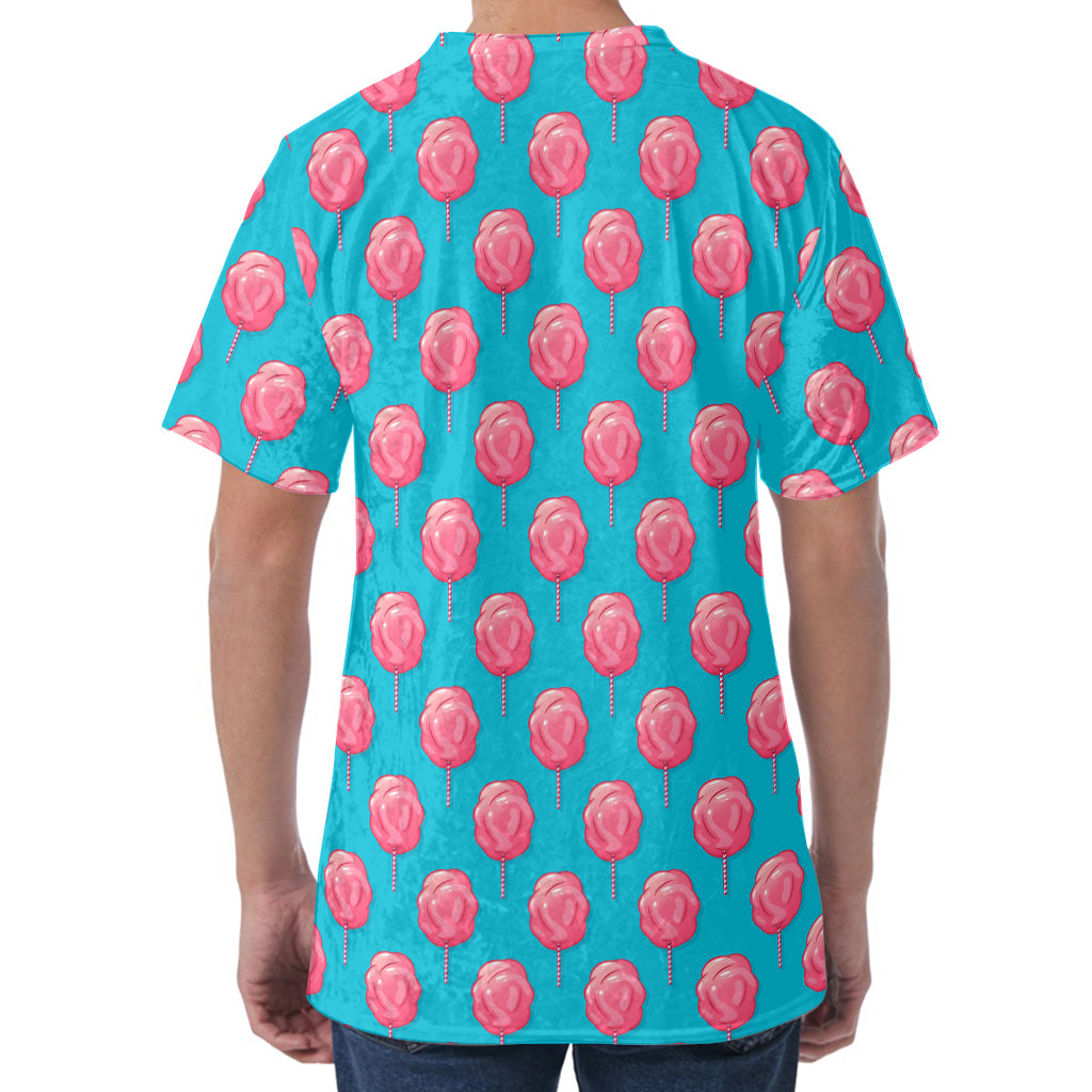 Pink And Blue Cotton Candy Pattern Print Men's Velvet T-Shirt