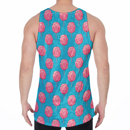 Pink And Blue Cotton Candy Pattern Print Men's Velvet Tank Top