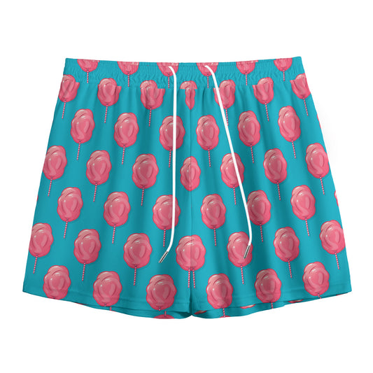 Pink And Blue Cotton Candy Pattern Print Mesh Shorts