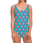 Pink And Blue Cotton Candy Pattern Print One Piece Swimsuit