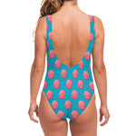 Pink And Blue Cotton Candy Pattern Print One Piece Swimsuit