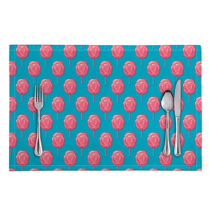 Pink And Blue Cotton Candy Pattern Print Placemat