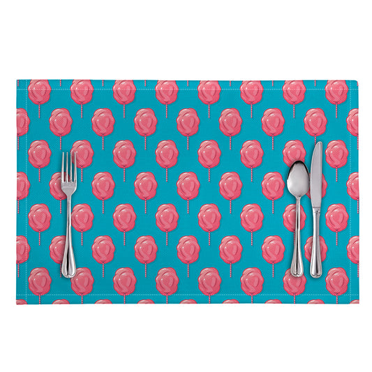 Pink And Blue Cotton Candy Pattern Print Placemat