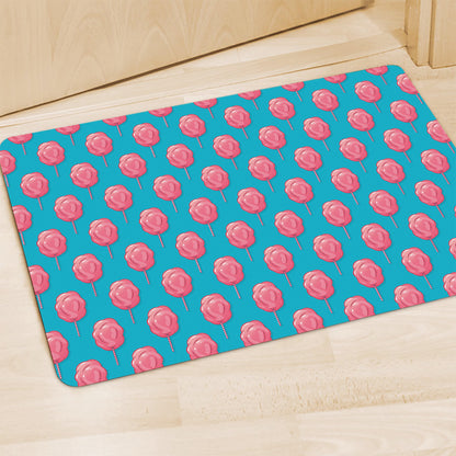 Pink And Blue Cotton Candy Pattern Print Polyester Doormat
