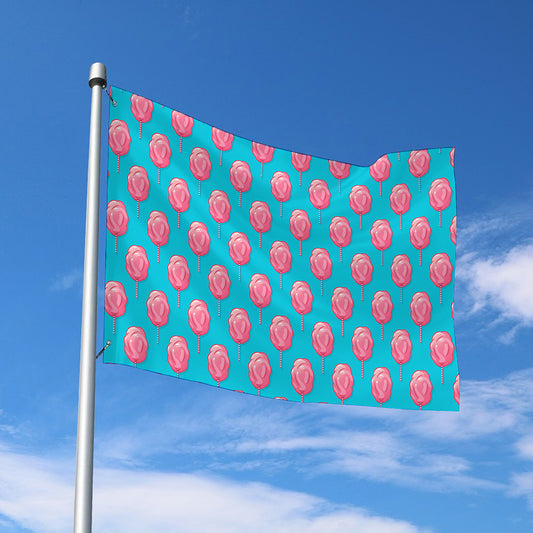 Pink And Blue Cotton Candy Pattern Print Polyester Flag