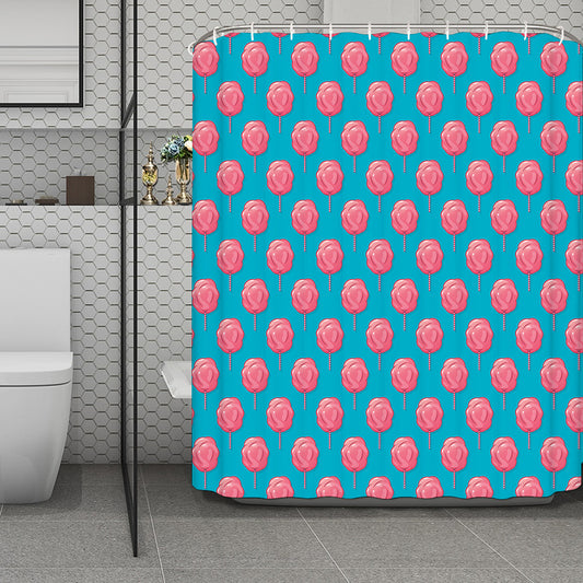 Pink And Blue Cotton Candy Pattern Print Polyester Shower Curtain