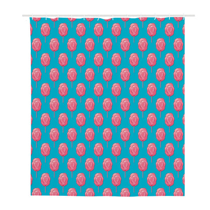 Pink And Blue Cotton Candy Pattern Print Polyester Shower Curtain