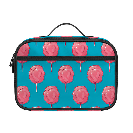 Pink And Blue Cotton Candy Pattern Print Portable Lunch Bag