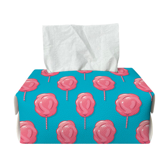 Pink And Blue Cotton Candy Pattern Print Rectangle Tissue Box Cover