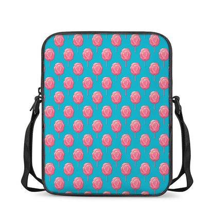Pink And Blue Cotton Candy Pattern Print Rectangular Crossbody Bag