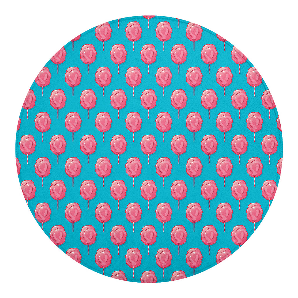 Pink And Blue Cotton Candy Pattern Print Round Blanket