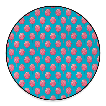 Pink And Blue Cotton Candy Pattern Print Round Floor Mat