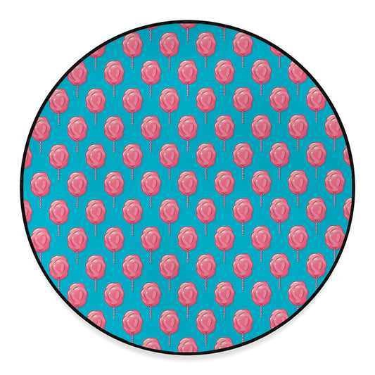 Pink And Blue Cotton Candy Pattern Print Round Floor Mat