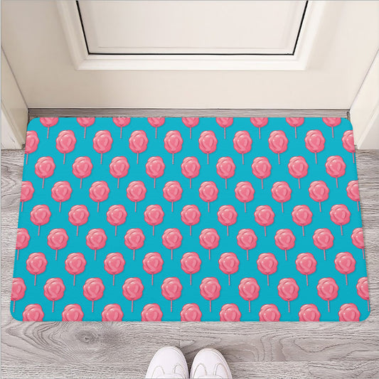 Pink And Blue Cotton Candy Pattern Print Rubber Doormat
