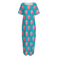 Pink And Blue Cotton Candy Pattern Print Short Sleeve Long Nightdress