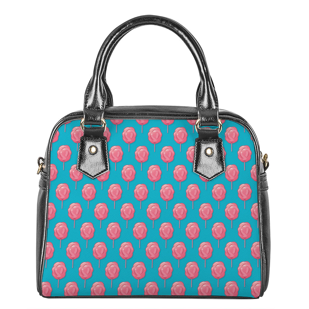 Pink And Blue Cotton Candy Pattern Print Shoulder Handbag