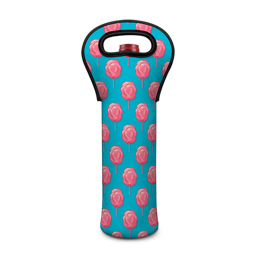 Pink And Blue Cotton Candy Pattern Print Single Neoprene Wine Tote