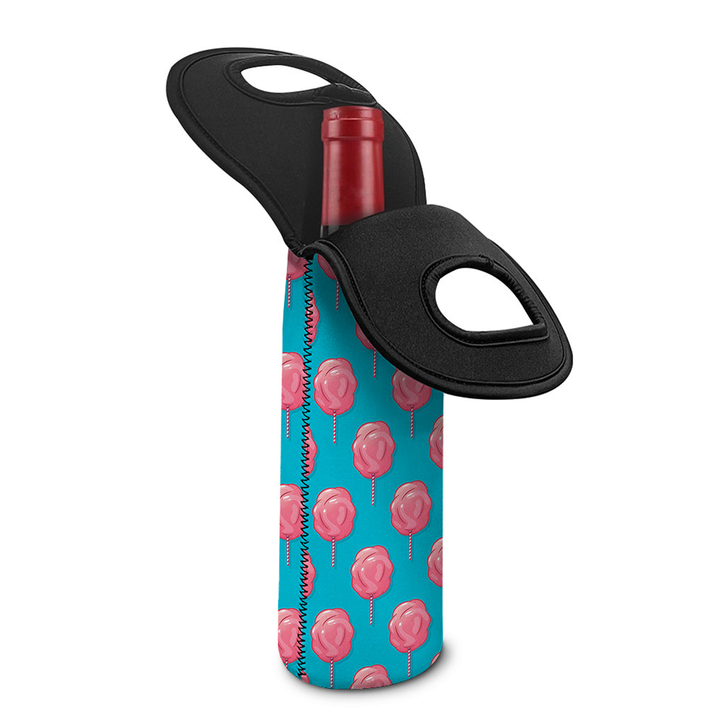 Pink And Blue Cotton Candy Pattern Print Single Neoprene Wine Tote