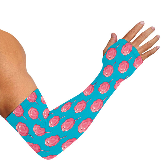 Pink And Blue Cotton Candy Pattern Print Sun Protection Arm Sleeves