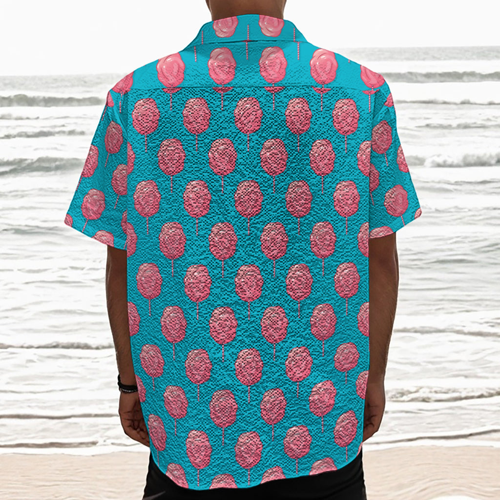 Pink And Blue Cotton Candy Pattern Print Textured Short Sleeve Shirt