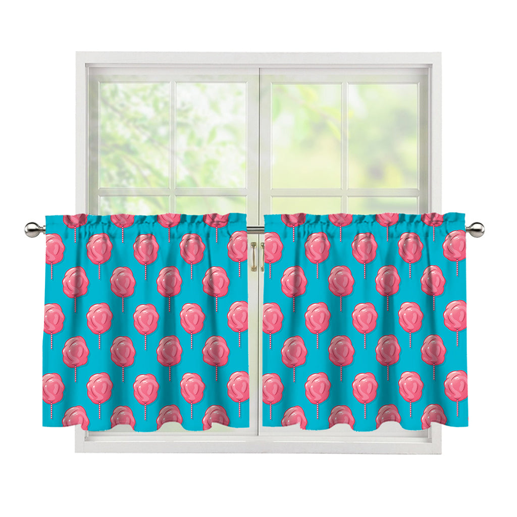 Pink And Blue Cotton Candy Pattern Print Tier Curtains
