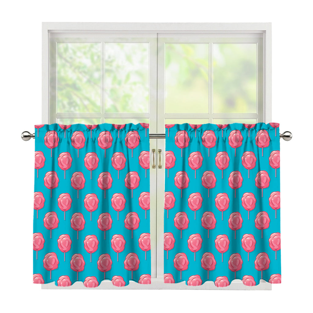 Pink And Blue Cotton Candy Pattern Print Tier Curtains