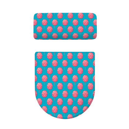 Pink And Blue Cotton Candy Pattern Print Toilet Lid And Tank Cover Set