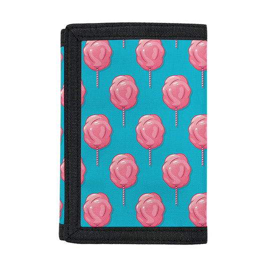 Pink And Blue Cotton Candy Pattern Print Trifold Wallet