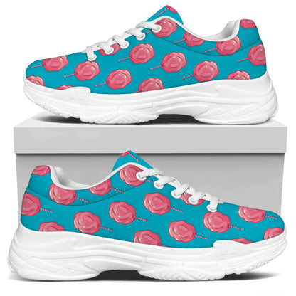 Pink And Blue Cotton Candy Pattern Print White Chunky Shoes