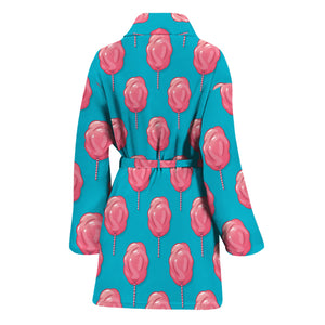 Pink And Blue Cotton Candy Pattern Print Women's Bathrobe