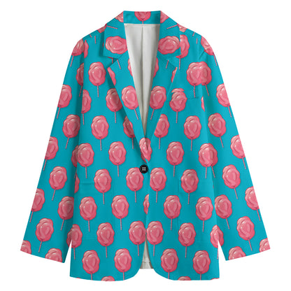 Pink And Blue Cotton Candy Pattern Print Women's Blazer
