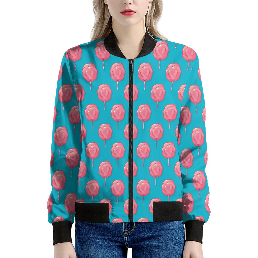 Pink And Blue Cotton Candy Pattern Print Women's Bomber Jacket