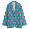 Pink And Blue Cotton Candy Pattern Print Women's Cotton Blazer