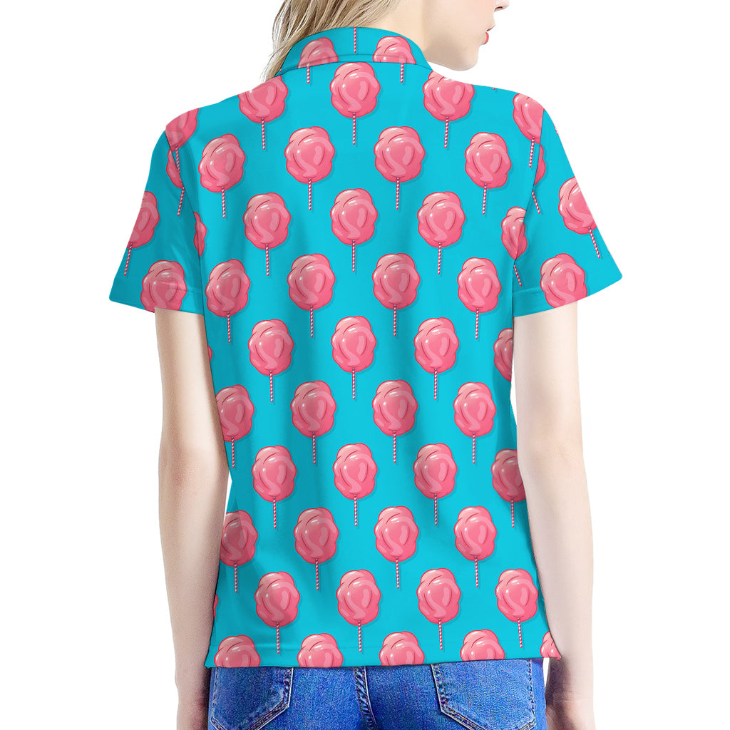 Pink And Blue Cotton Candy Pattern Print Women's Polo Shirt