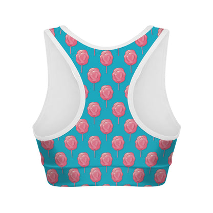 Pink And Blue Cotton Candy Pattern Print Women's Sports Bra