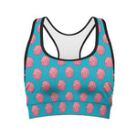 Pink And Blue Cotton Candy Pattern Print Women's Sports Bra