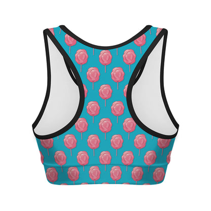 Pink And Blue Cotton Candy Pattern Print Women's Sports Bra