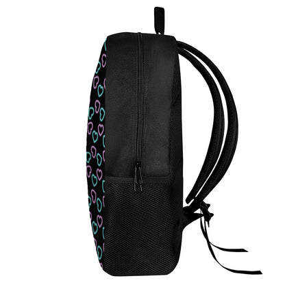 Pink And Blue Lights Heart Pattern Print 17 Inch Backpack