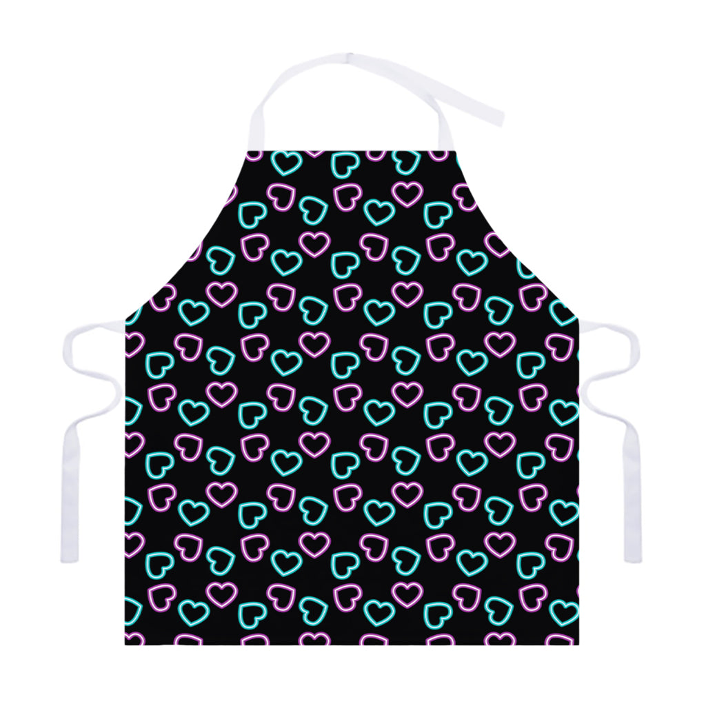 Pink And Blue Lights Heart Pattern Print Adjustable Apron