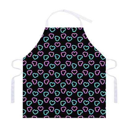 Pink And Blue Lights Heart Pattern Print Adjustable Apron