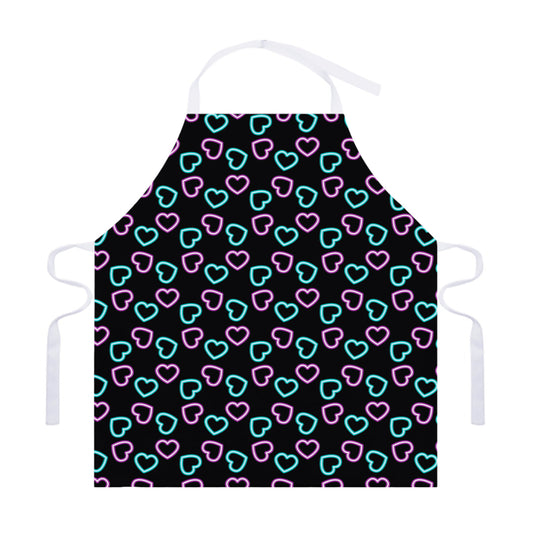 Pink And Blue Lights Heart Pattern Print Adjustable Apron