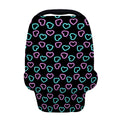 Pink And Blue Lights Heart Pattern Print Baby Seat Cover