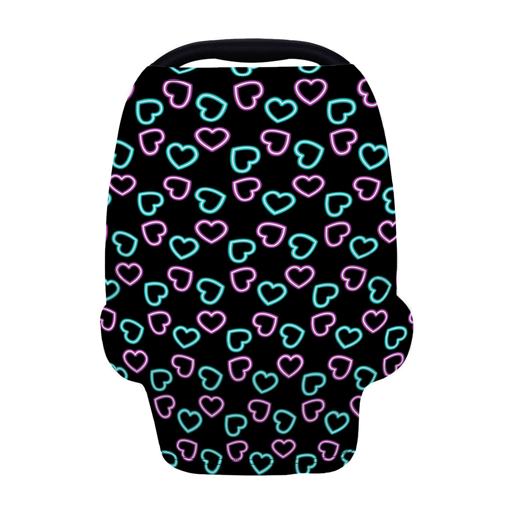 Pink And Blue Lights Heart Pattern Print Baby Seat Cover