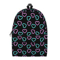 Pink And Blue Lights Heart Pattern Print School Backpack
