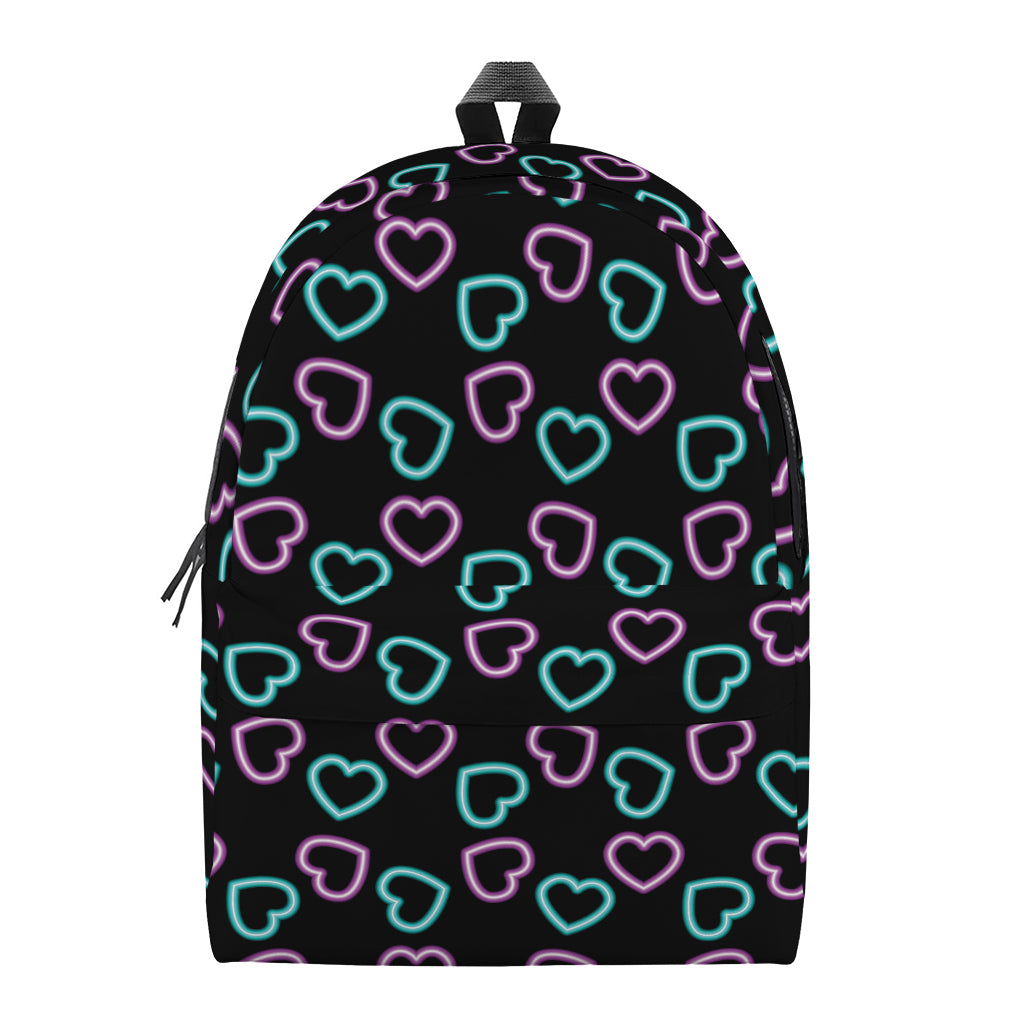 Pink And Blue Lights Heart Pattern Print Backpack