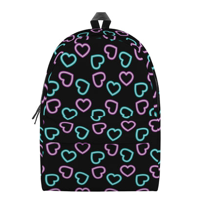 Pink And Blue Lights Heart Pattern Print Backpack