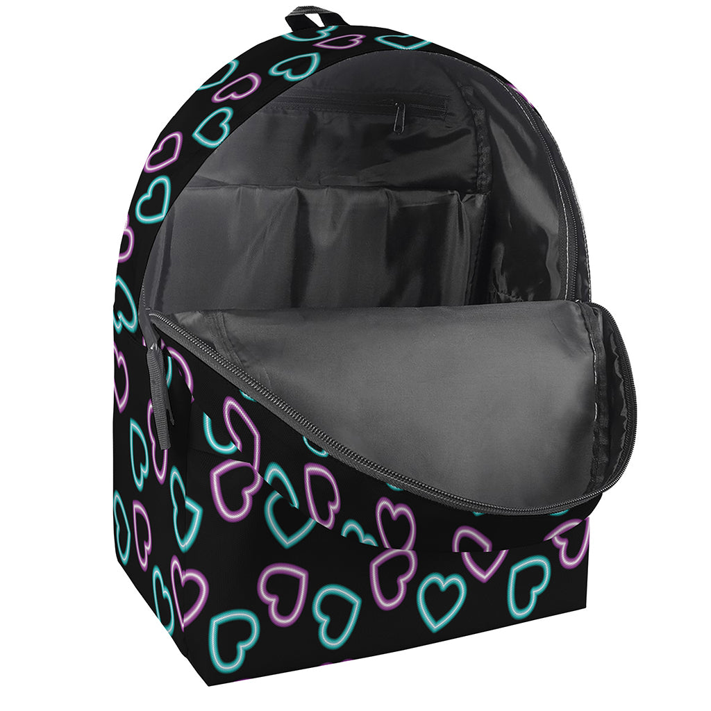Pink And Blue Lights Heart Pattern Print Backpack